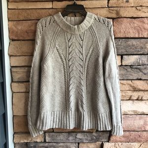 Ann Taylor LOFT beige knit crewneck sweater Large